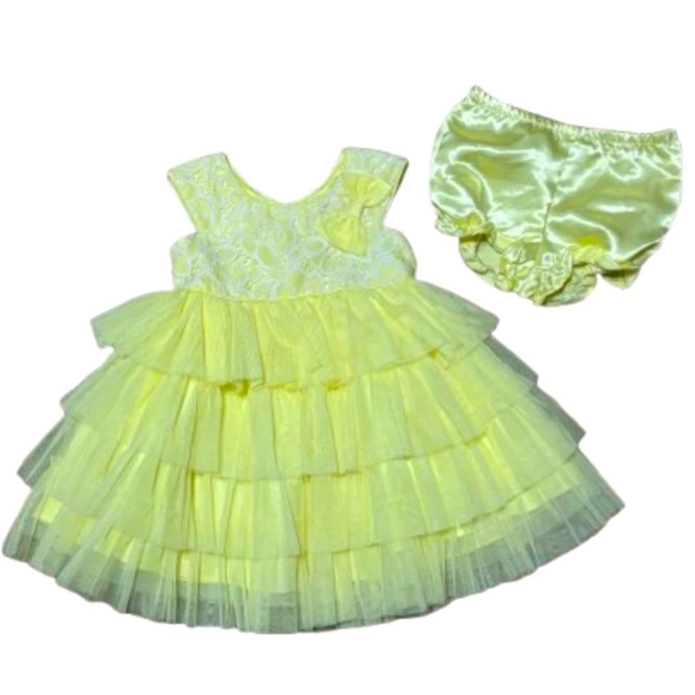 Jona Michelle Yellow Tule Toddler Dress with Diaper Cover